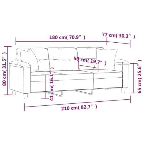 Trosjed s jastucima bež 180 cm od mikrovlakana - Bež 180 cm Cijena