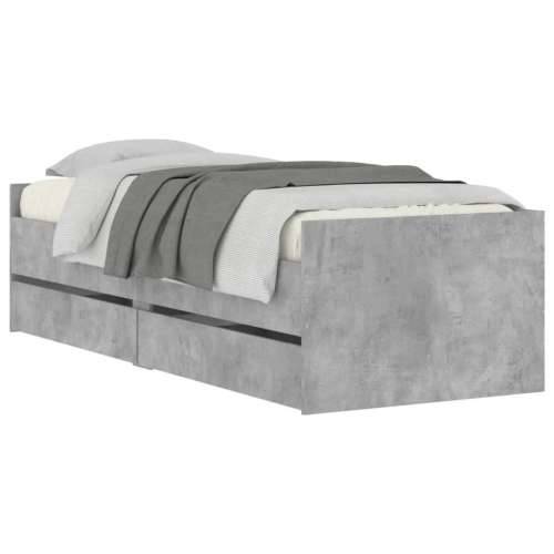 Okvir kreveta s ladicama siva boja betona 100 x 200 cm - Beton siva 100 x 200 cm Cijena