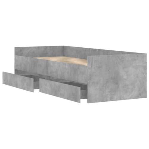 Okvir kreveta s ladicama siva boja betona 100 x 200 cm - Beton siva 100 x 200 cm Cijena