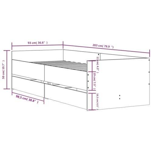 Okvir kreveta s ladicama boja dimljenog hrasta 90x200 cm Dimljeni hrast 90 x 200 cm Cijena