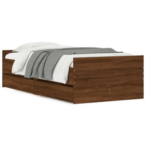 Okvir kreveta s ladicama boja hrasta 100 x 200 cm - Smeđi hrast 100 x 200 cm Cijena
