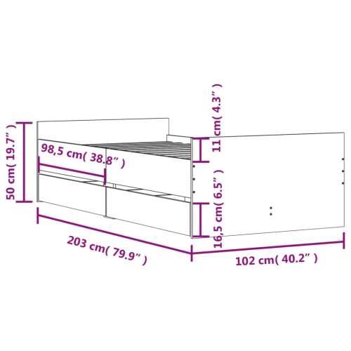 Okvir kreveta s ladicama boja hrasta 100 x 200 cm - Smeđi hrast 100 x 200 cm Cijena