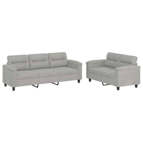 2-dijelni set sofa s jastucima svjetlosivi od mikrovlakana - Svjetlosiva Bez oslonca za noge Cijena