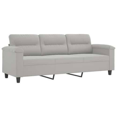 3-dijelni set sofa s jastucima svjetlosivi od mikrovlakana - Svjetlosiva S osloncem za noge Cijena