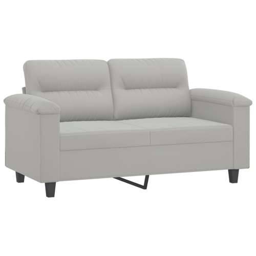 2-dijelni set sofa s jastucima svjetlosivi od mikrovlakana - Svjetlosiva s jastučićima Cijena