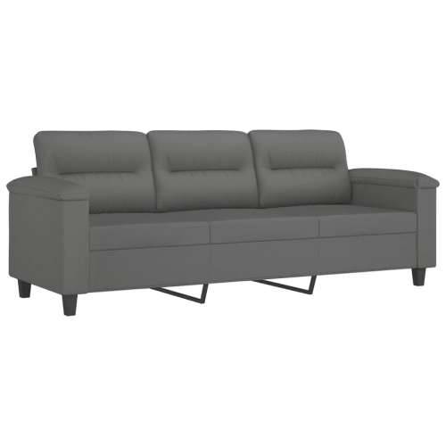 3-dijelni set sofa s jastucima tamnosivi od mikrovlakana - Tamno siva s jastucima i tabureom Cijena
