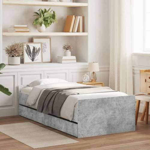 Okvir kreveta s ladicama siva boja betona 100 x 200 cm - Beton siva 100 x 200 cm Cijena