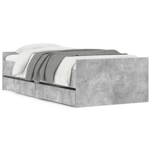 Okvir kreveta s ladicama siva boja betona 100 x 200 cm - Beton siva 100 x 200 cm Cijena