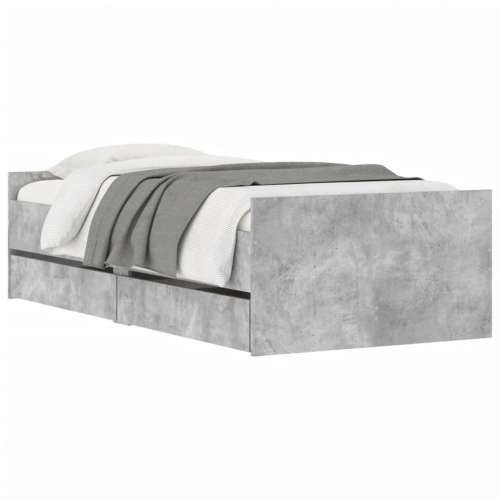 Okvir kreveta s ladicama siva boja betona 100 x 200 cm - Beton siva 100 x 200 cm Cijena