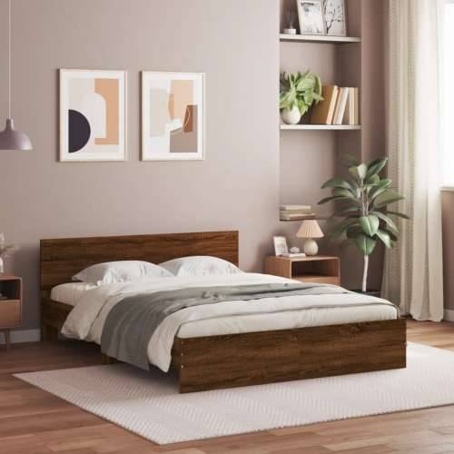 Okvir kreveta s uzglavljem boja hrasta 150x200 cm - Smeđi hrast 150 x 200 cm Cijena