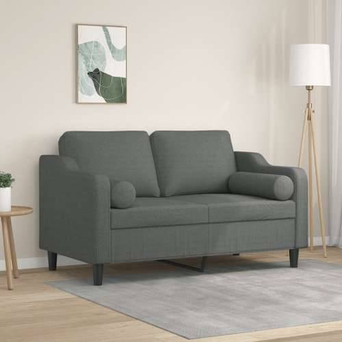 Dvosjed s ukrasnim jastucima tamnosivi 120 cm od tkanine - Tamno siva 120 cm Cijena