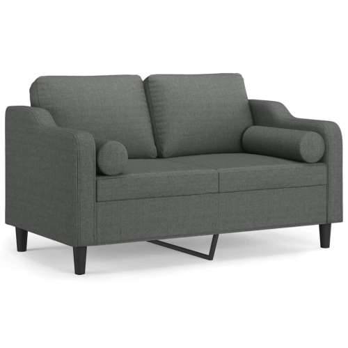 Dvosjed s ukrasnim jastucima tamnosivi 120 cm od tkanine - Tamno siva 120 cm Cijena
