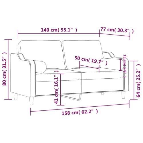Dvosjed s ukrasnim jastucima tamnosivi 140 cm od tkanine - Tamno siva 140 cm Cijena