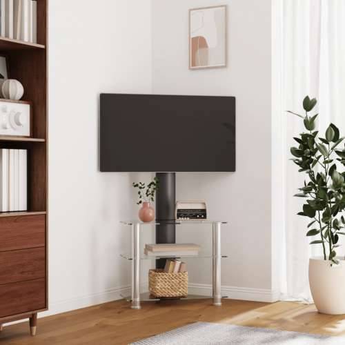 Kutni TV stalak s 3 razine za 32 - 70 inča crno-srebrni - Srebrno 1 110 cm 65.5 cm Cijena