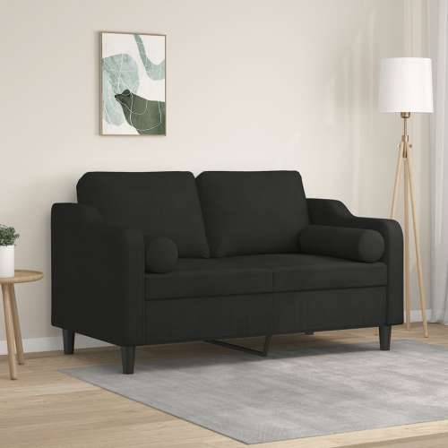 Dvosjed s ukrasnim jastucima crni 120 cm od tkanine - Crna 120 cm Cijena