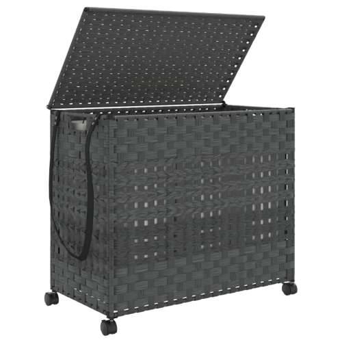 Košara za rublje s kotačima siva 66x35x60 cm od ratana - Siva 1 Cijena