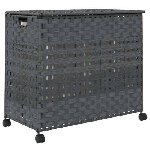 Košara za rublje s kotačima siva 66x35x60 cm od ratana - Siva 1 Cijena