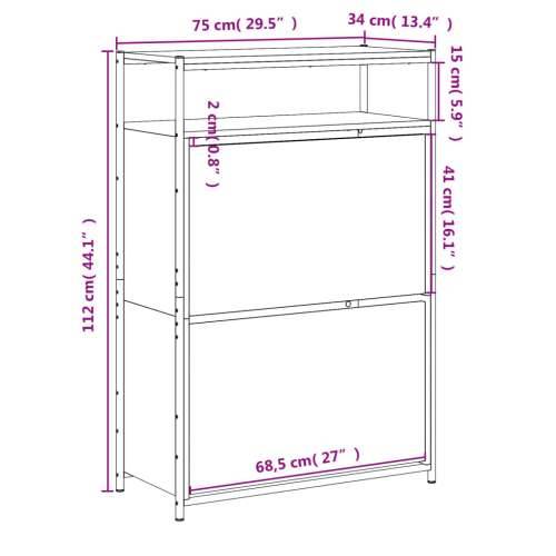Ormarić za cipele boja hrasta 75x34x112 cm konstruirano drvo - Smeđi hrast 1 75 cm Cijena