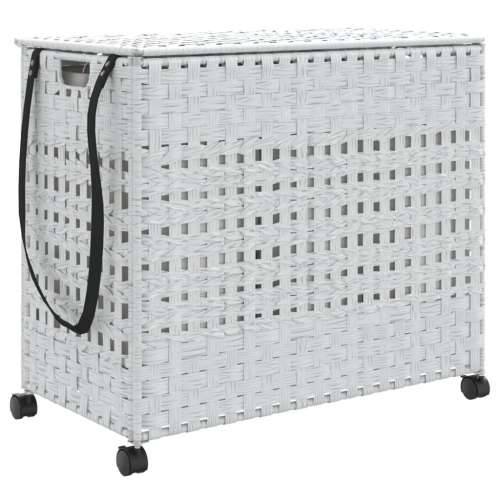 Košara za rublje s kotačima bijela 66x35x60 cm od ratana - Bijela 1 Cijena