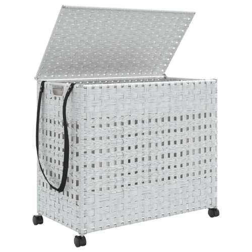 Košara za rublje s kotačima bijela 66x35x60 cm od ratana - Bijela 1 Cijena