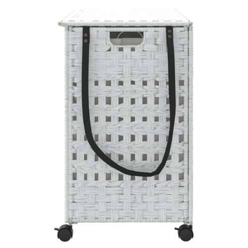 Košara za rublje s kotačima bijela 66x35x60 cm od ratana - Bijela 1 Cijena