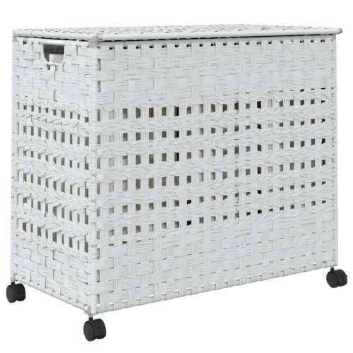 Košara za rublje s kotačima bijela 66x35x60 cm od ratana - Bijela 1 Cijena
