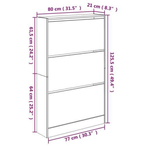 Ormarić za cipele boja betona 80x21x125,5 cm konstruirano drvo - Beton siva 80 x 21 x 125.5 cm 1 Cijena