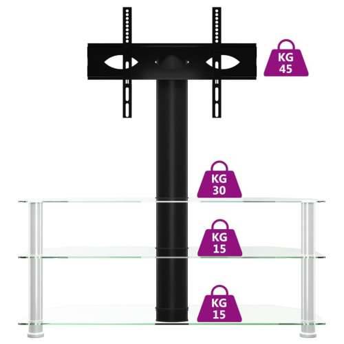 Kutni TV stalak s 3 razine za 32 - 70 inča crno-srebrni - Srebrno 1 110 cm Cijena