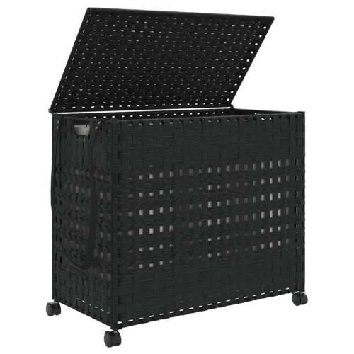 Košara za rublje s kotačima crna 66x35x60 cm od ratana - Crna 1 Cijena