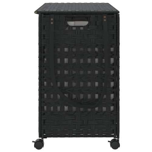 Košara za rublje s kotačima crna 66x35x60 cm od ratana - Crna 1 Cijena