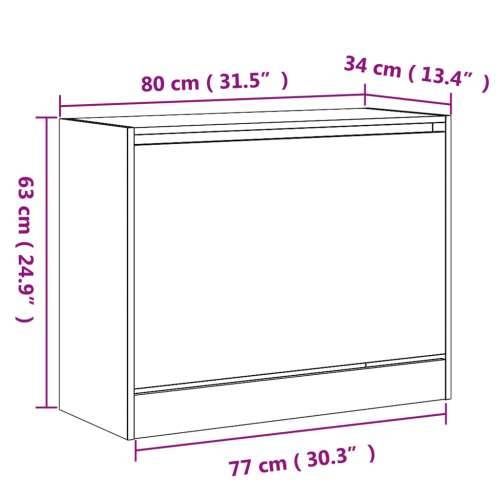 Ormarić za cipele crni 80x34x63 cm od konstruiranog drva - Crna 80 x 34 x 63 cm 1 Cijena