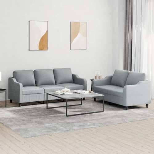 2-dijelni set sofa s jastucima svjetlosivi od tkanine - Svjetlosiva s jastučićima Cijena