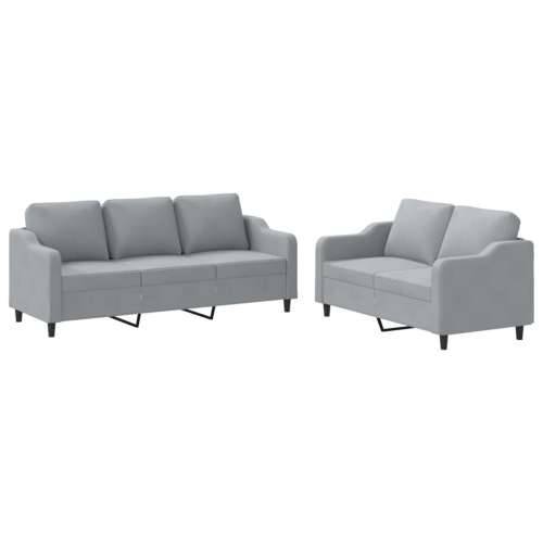 2-dijelni set sofa s jastucima svjetlosivi od tkanine - Svjetlosiva s jastučićima Cijena
