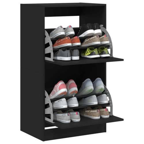 Ormarić za cipele s 2 preklopne ladice crni 60 x 42 x 108 cm - Crna 60 x 42 x 108 cm 1 Cijena