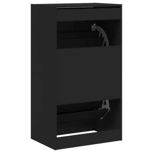 Ormarić za cipele s 2 preklopne ladice crni 60 x 42 x 108 cm - Crna 60 x 42 x 108 cm 1 Cijena