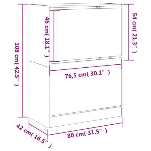 Ormarić za cipele s 2 ladice siva boja betona 80x42x108 cm - Beton siva 80 x 42 x 108 cm 1 Cijena