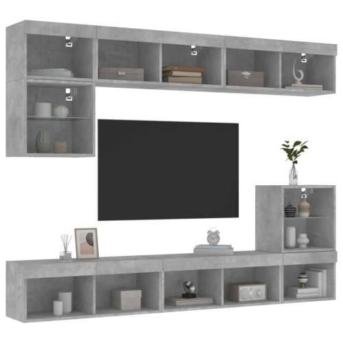 8-dijelni zidni TV elementi s LED svjetlima boja betona drveni Beton siva 1 Cijena