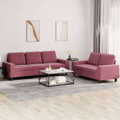 2-dijelni set sofa crvena boja vina od tkanine - boja crnog vina s jastučićima Cijena
