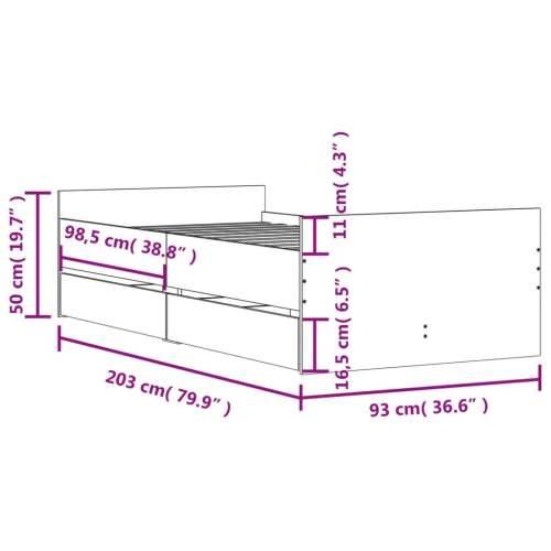 Okvir kreveta s ladicama crni 90 x 200 cm - Crna 90 x 200 cm Cijena