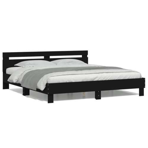 Okvir kreveta s uzglavljem i LED svjetlima crni 200 x 200 cm - Crna 200 x 200 cm Cijena