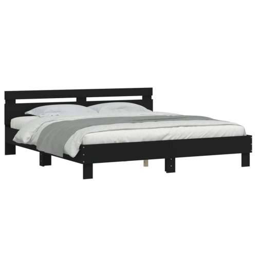 Okvir kreveta s uzglavljem i LED svjetlima crni 200 x 200 cm - Crna 200 x 200 cm Cijena