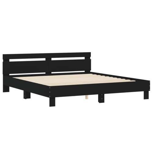 Okvir kreveta s uzglavljem i LED svjetlima crni 200 x 200 cm - Crna 200 x 200 cm Cijena