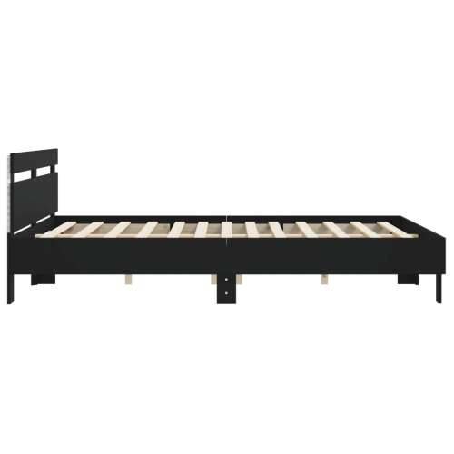 Okvir kreveta s uzglavljem i LED svjetlima crni 200 x 200 cm - Crna 200 x 200 cm Cijena