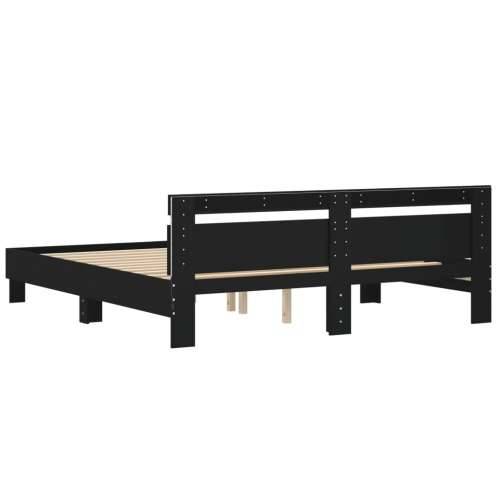 Okvir kreveta s uzglavljem i LED svjetlima crni 200 x 200 cm - Crna 200 x 200 cm Cijena