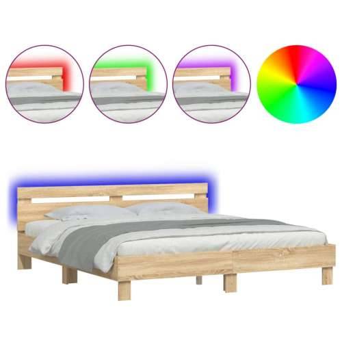 Okvir za krevet s uzglavljem i LED boja hrasta sonome 180x200cm - sonoma hrast 180 x 200 cm Cijena