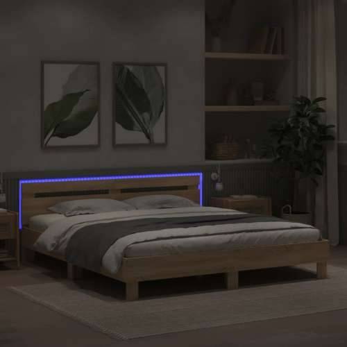 Okvir za krevet s uzglavljem i LED boja hrasta sonome 180x200cm - sonoma hrast 180 x 200 cm Cijena