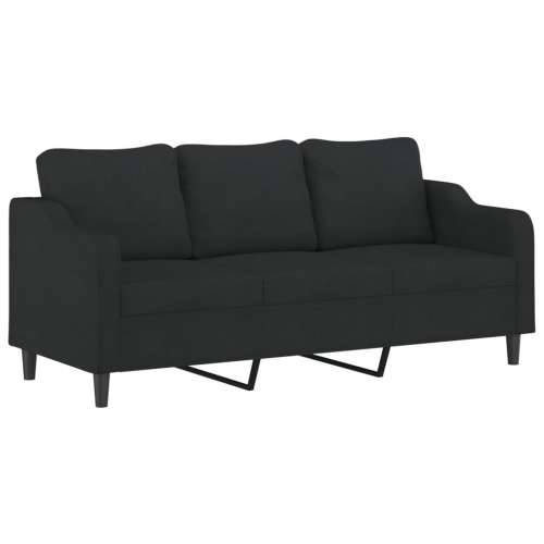 3-dijelni set sofa s jastucima crni od tkanine - Crna s jastučićima Cijena