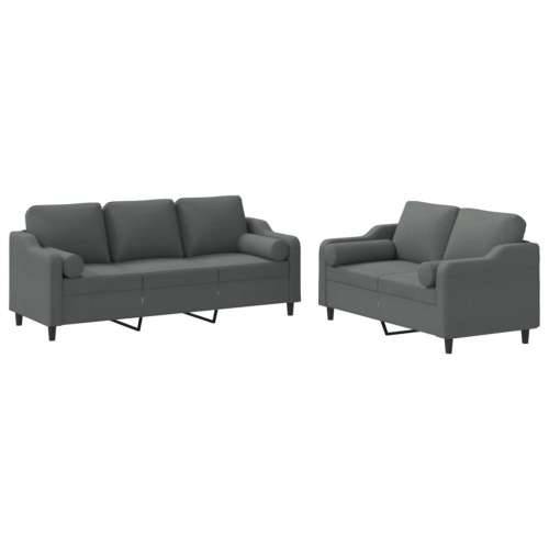 2-dijelni set sofa s jastucima tamnosivi od tkanine - Tamno siva s jastučićima Cijena