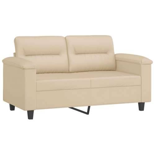 2-dijelni set sofa s jastucima krem od mikrovlakana - Krema s jastučićima Cijena