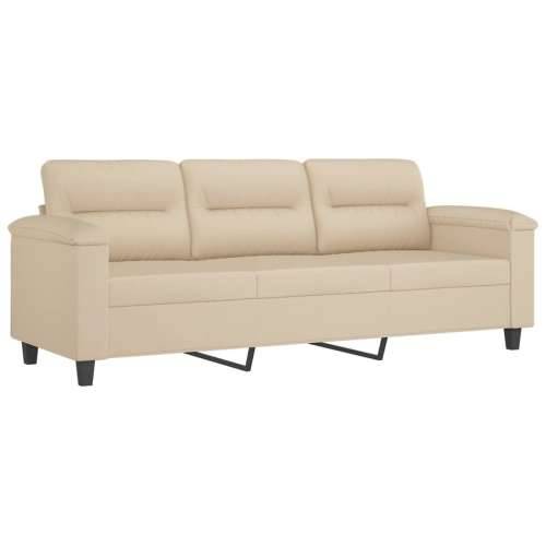 2-dijelni set sofa s jastucima krem od mikrovlakana - Krema s jastučićima Cijena